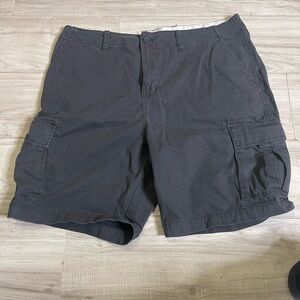 Black Cargo Shorts with Belt Loops and‎ Flat Front